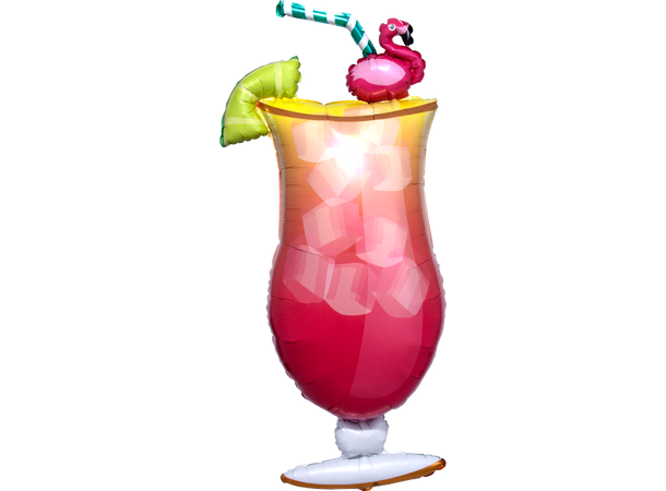 Let's Flamingle Tropical Drink 1 Stor folieballong med form - 50x104cm