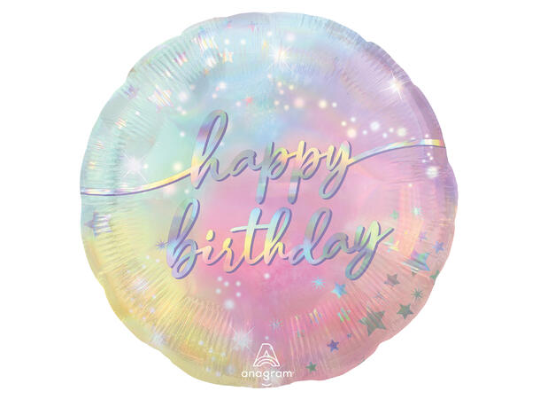 Luminous Birthday 1 Folieballong - Rund - 18" (43cm) 