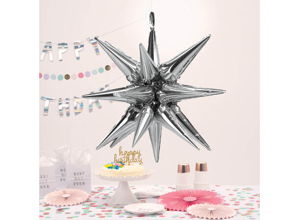 Magic Star™ Large Silver 1 Folieballong 3D - 76x88cm 
