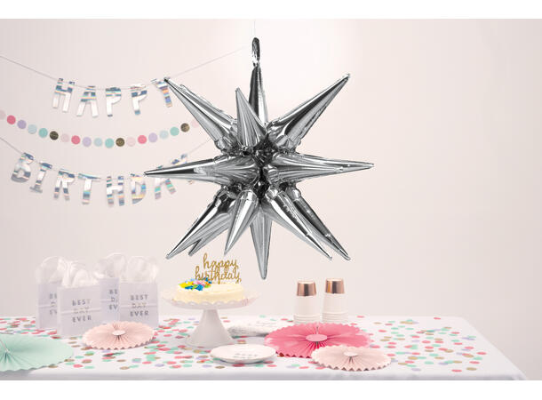 Magic Star™ Large Silver 1 Folieballong 3D - 76x88cm