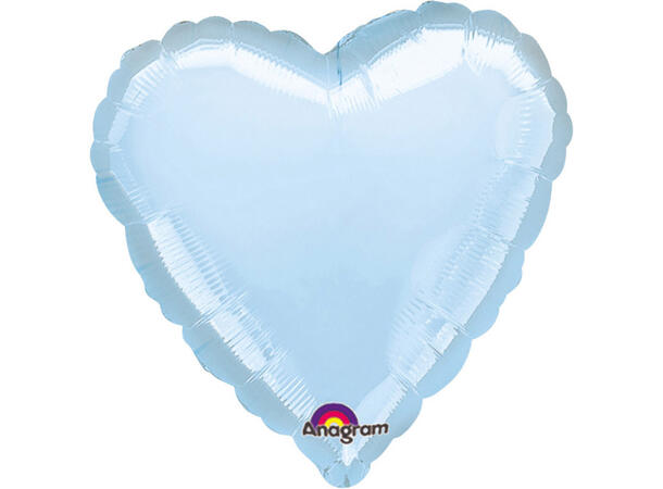 Metallic Pearl Pastel Blue 1 Folieballong - Hjerte - 18" (43cm)