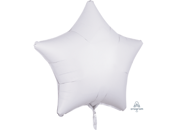 Metallic White 1 Folieballong - Stjerne - 19" (48cm)