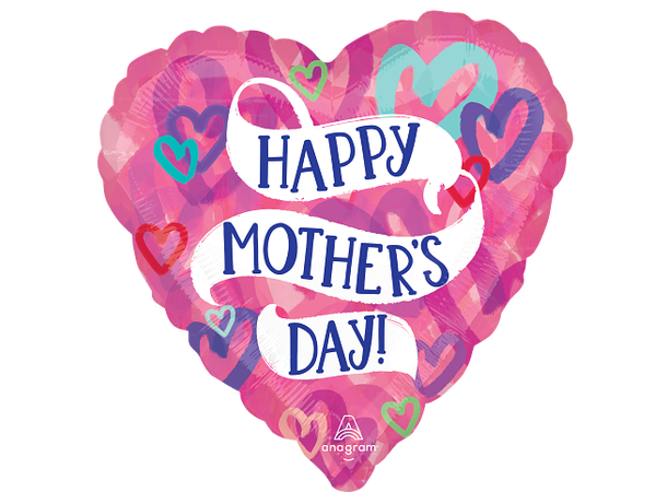 Mother's Day Layered Hearts 1 Folieballong - Hjerte - 28" (71cm)