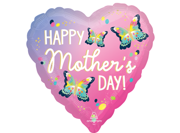 Mothers Day - Vibrant Flutters 1 Folieballong - Hjerte - 18" (43cm)
