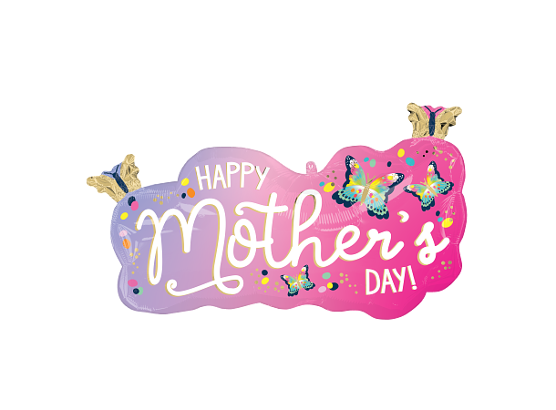 Mothers Day - Vibrant Flutters 1 Folieballong med form - 78x48cm