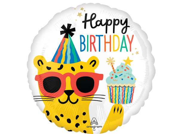 Party Animal Happy Birthday 1 Folieballong - Rund - 18" (43cm)