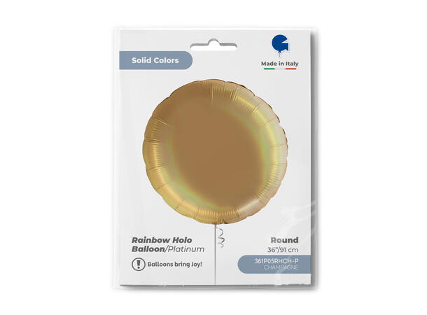 Rainbow Holographic - Platinum Champagne 1 Folieballong - Rund - 36" (91cm)