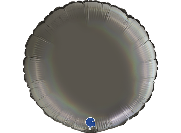 Rainbow Holographic - Platinum Grey 1 Folieballong - Rund - 18" (43cm)