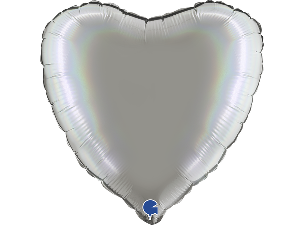 Rainbow Holographic - Platinum Pure 1 Folieballong - Hjerte - 18" (43cm)