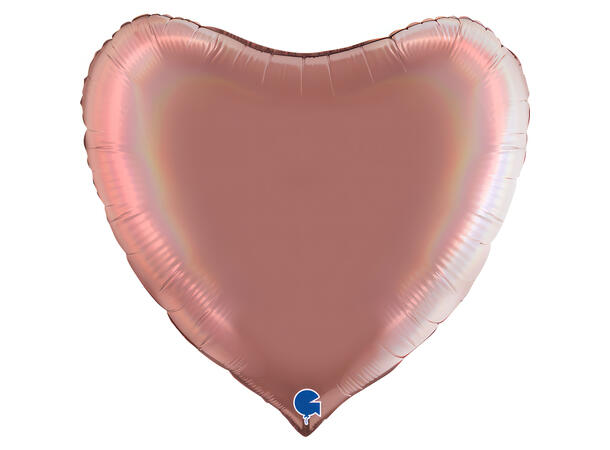 Rainbow Holographic - Platinum Rosè 1 Folieballong - Hjerte - 36" (91cm)