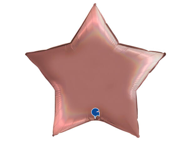 Rainbow Holographic - Platinum Rosè 1 Folieballong - Stjerne - 36" (91cm)