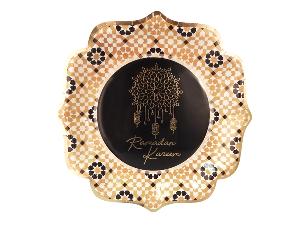 Ramadan Kareem Party - Black & Gold 10 Tallerkener i papp - 25cm
