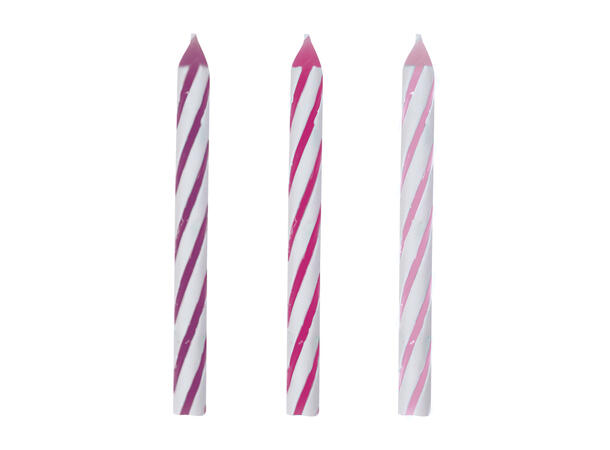 Rosa & Sølv Glitz - "Happy Birthday" 1 Kakelys Sett på pinne