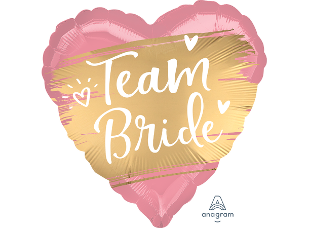 Satin Gold Team Bride 1 Folieballong - Hjerte - 18" (43cm)