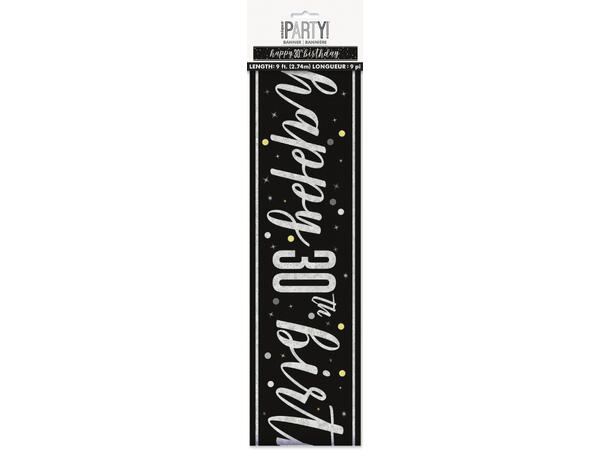 Sort & Sølv Glitz - #30 1 Foliebanner - 2,9m
