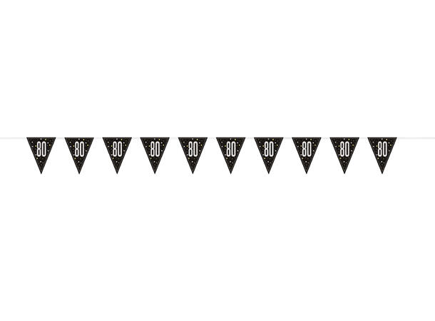 Sort & Sølv Glitz - #80 1 Flaggbanner i plast - 2,9m