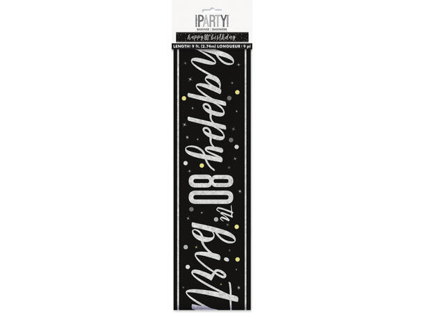 Sort & Sølv Glitz - #80 1 Foliebanner - 2,9m