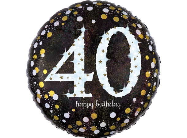 Sparkling Birthday 40 1 Folieballong - Rund - 19" (45cm)