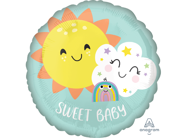 Sweet Baby Rainbow 1 Folieballong - Rund - 18" (43cm)