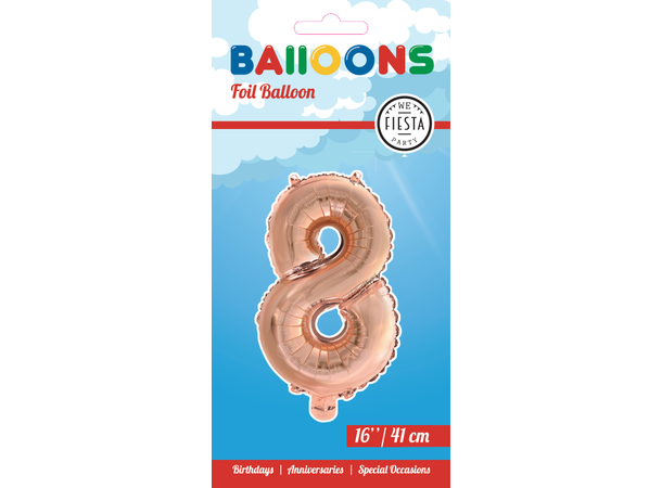 Tallballong # 8 - Rosegull 1 Folieballong - 41cm (16")