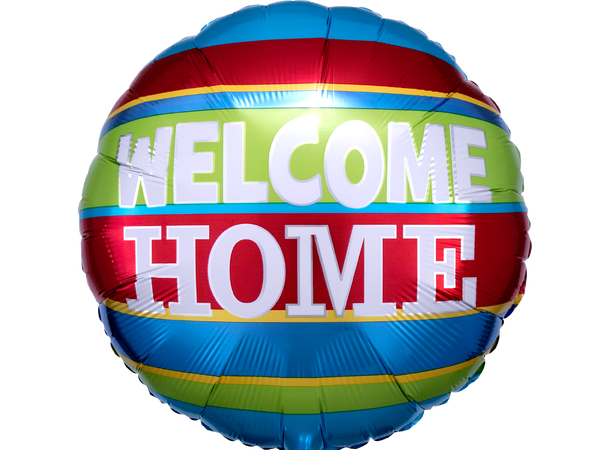 Welcome Home Colorful Stripes 1 Folieballong - Rund - 18" (43cm)
