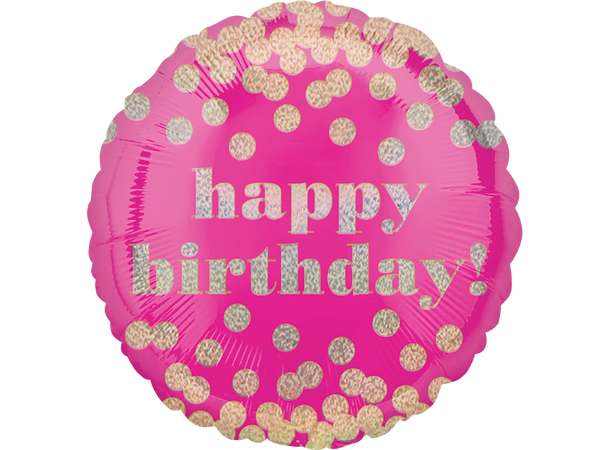 "Happy Birthday" - Dotty 1 Folieballong - Rund - 19" (45cm)