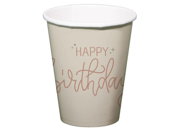 Creme Rose - "Happy Birthday" 8 Kopper i papir - 2,5dl