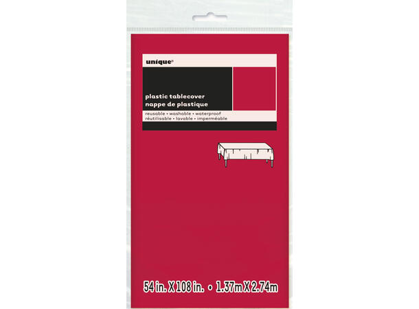 Ensfarget - Rubinrød - Kompakt Pakket 1 Plastikkduk firkantet - 137x214cm