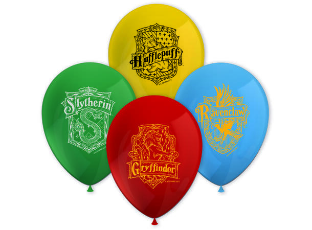 Harry Potter Hogwarts Houses 8 Gummiballonger med trykk - 30cm