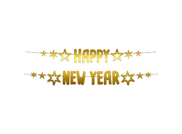 Letterbanner - Happy New Year - Gold 1 Bokstavbanner i papir - 150x14 cm