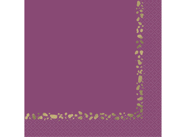 Modern Gold & Purple 16 Lunchservietter - 33x33cm