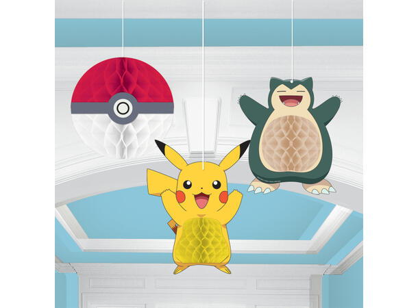 Pokemon 3 Honeycombdekorasjoner  - dia 17-22cm