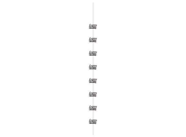 Sort & Sølv Glitz - "Happy Birthday" 6 Hengedekorasjoner  - 152cm