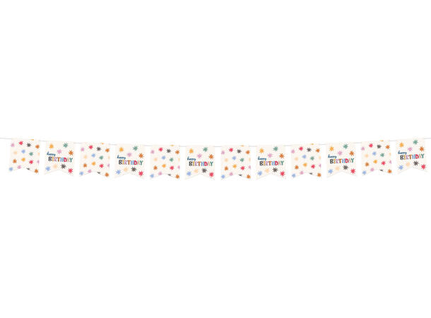 Star Burst - "Happy Birthday" 1 Flaggbanner i papir - 6m