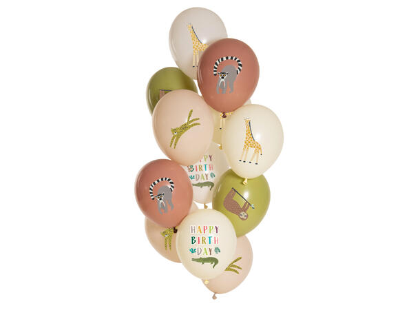 Zoo Party 12 Gummiballonger - 13" (33cm)