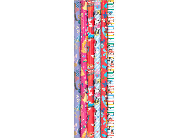 6 Assorterte gavepapir - Disney 1 display m/60 ruller - 70x200cm