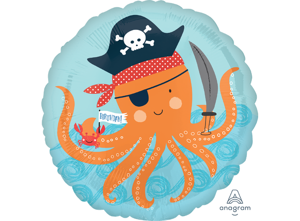 Ahoy Birthday 1 Folieballong - Rund - 18" (43cm)