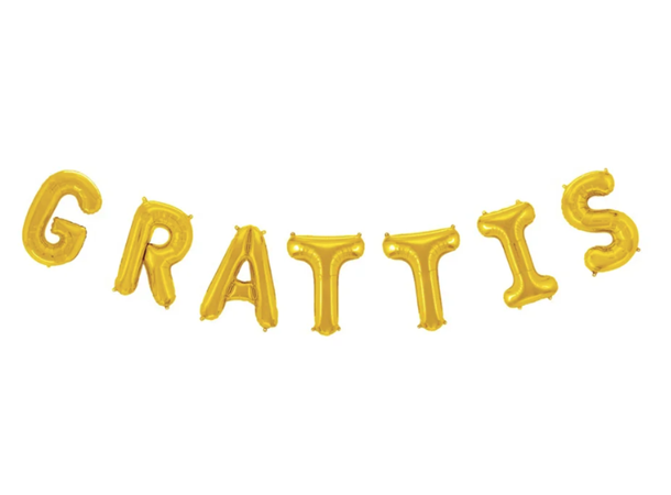 Ballongord - 'Grattis' - Gull 1 Ballongord - 41cm (16") 