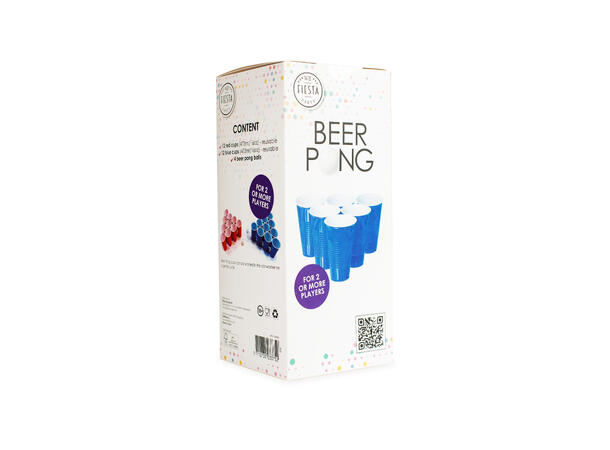 Beer Pong set i plast 12+12 røde/blå kopper 4,7dl  - 4 baller