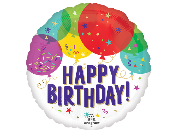 Birthday Balloons 1 Folieballong - Rund - 18" (43cm)