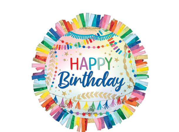 Birthday Streamers Fringe 1 Stor folieballong med form - 66x60cm