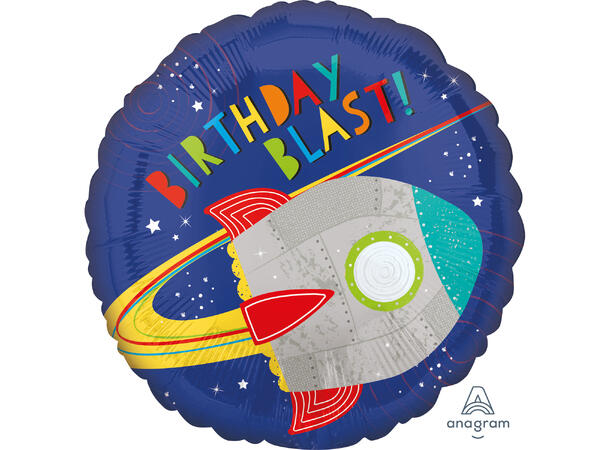 Blast off Birthday 1 Folieballong - Rund - 18" (43cm)