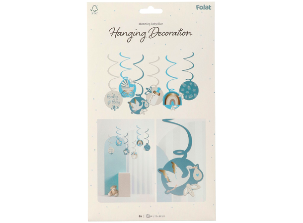 Blooming Baby Boy 6 Hengedekorasjoner i papir