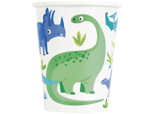 Blue & Green Dinosaur 8 Kopper i papp - 2,5dl