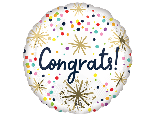 Confetti Sprinkle Congrats 1 Folieballong - Rund - 18" (43cm)