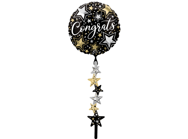 Congrats Black Silver Gold 1 Folieballong spes. m/"hale" - 60x170cm