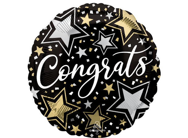 Congrats Stars 1 Folieballong - Rund - 18" (43cm)