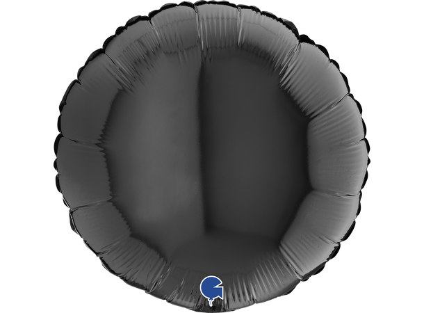 Ensfarget - Black 1 Folieballong - Rund - 18" (43cm)