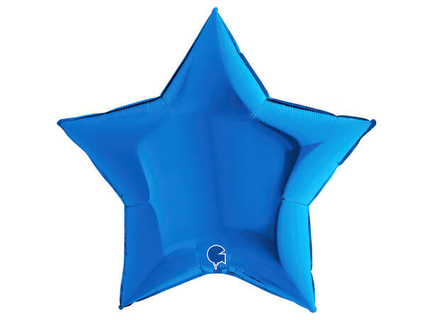 Ensfarget - Blue 1 Folieballong - Stjerne - 36" (91cm)