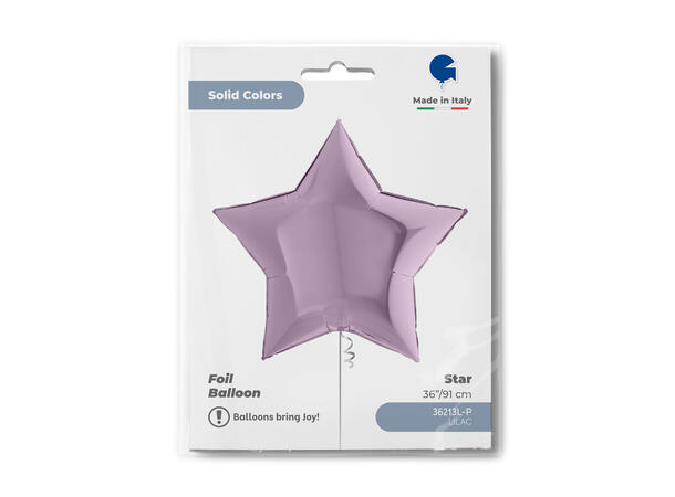 Ensfarget - Lilac 1 Folieballong - Stjerne - 36" (91cm)